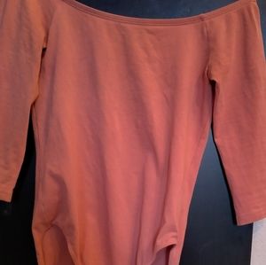 Desert rose off-the-shoulder 3/4 sleeve bodysuit